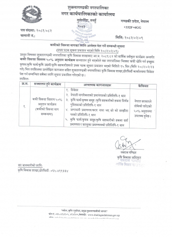 कफीको विरुवा मागका लागि आवेदन पेश गर्ने सम्बन्धी सूचना ।