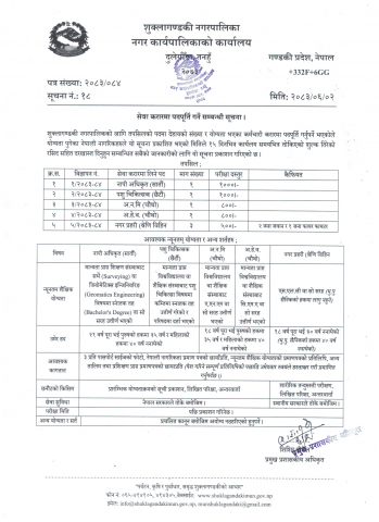 सेवा करारमा पदपूर्ति गर्ने सम्बन्धी सूचना ।